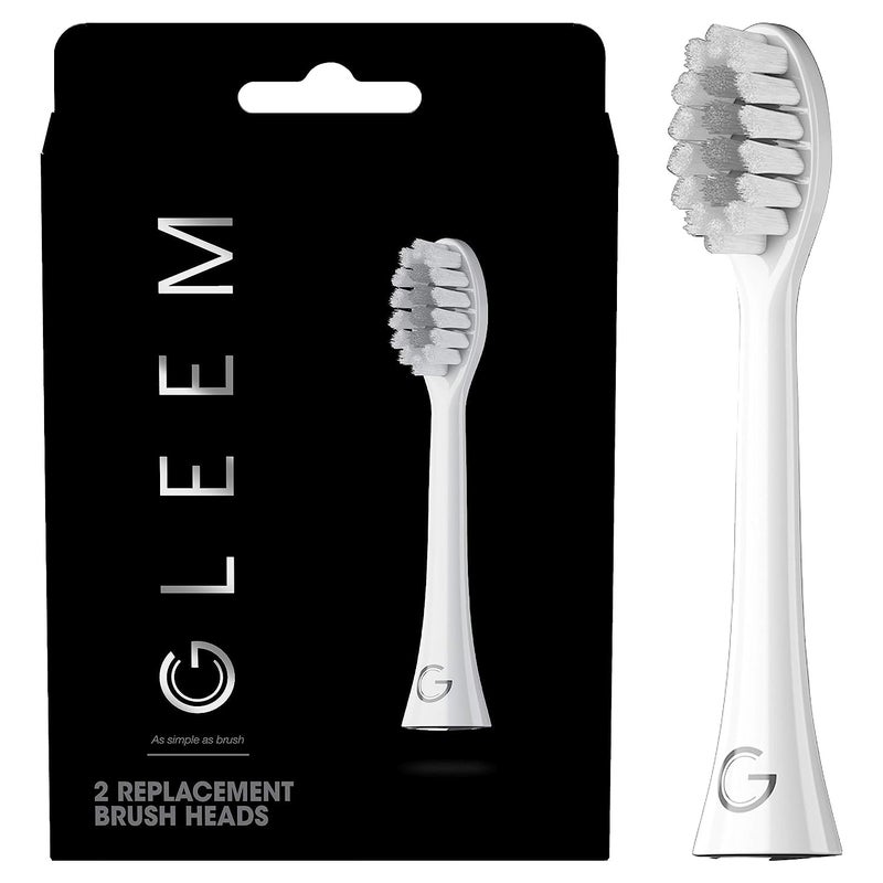 GLEEM Toothbrush Replacement Brush Heads Refill, White, 2 count - Image 1